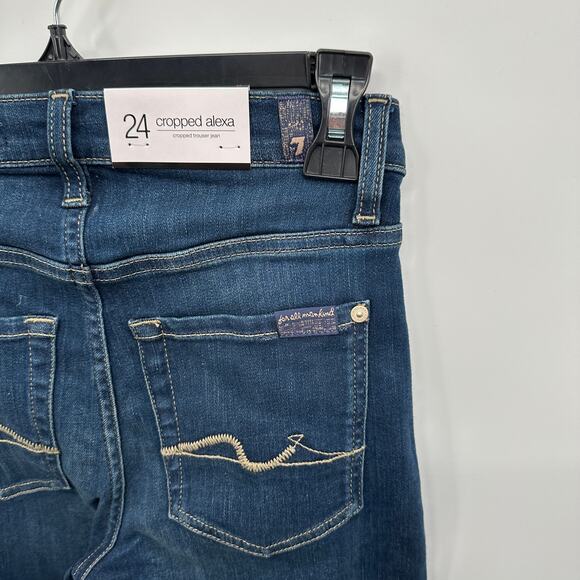 7 FOR ALL MANKIND NWT Alexa Cropped Trouser Wide Leg Raw Hem Jean // 00 - Picture 12 of 15